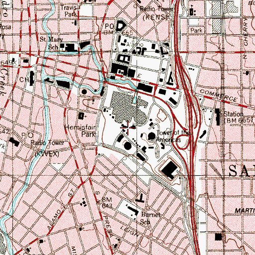 Topographic Map of KZEP-FM (San Antonio), TX