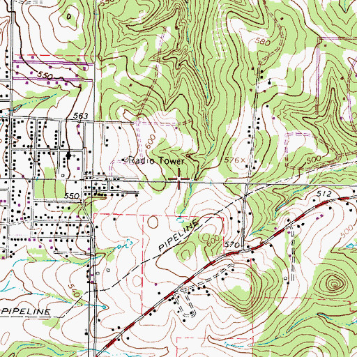 Topographic Map of KTYL-FM (Tyler), TX
