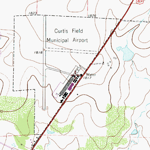 Topographic Map of Curtis Field, TX