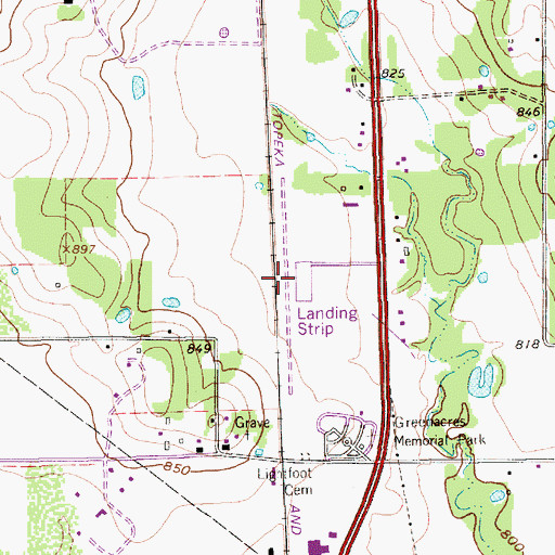 Topographic Map of Blackwood Airpark, TX