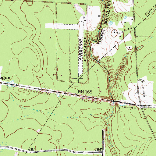 Topographic Map of Cut and Shoot Airport, TX