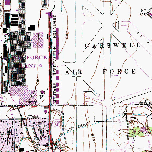 Topographic Map of Carswell Air Force Base (historical), TX