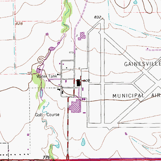 Topographic Map of Gainesville Municipal Airport, TX