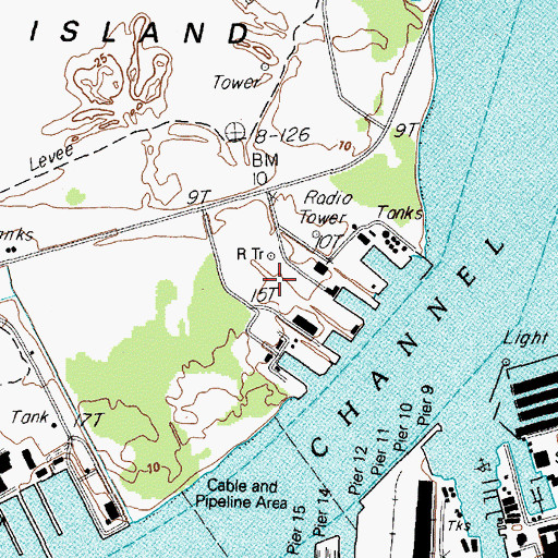Topographic Map of Shell Pelican Island Heliport, TX