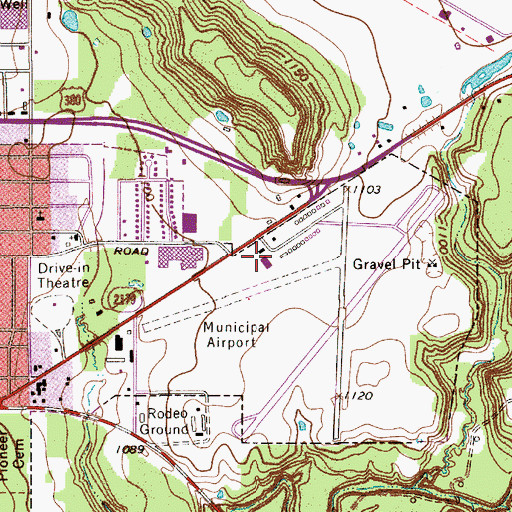 Topographic Map of Graham Municipal Airport, TX