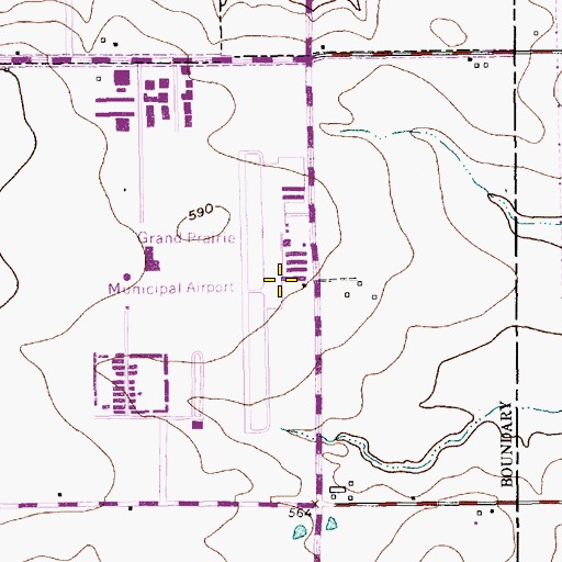 Topographic Map of Grand Prairie Municipal Airport, TX