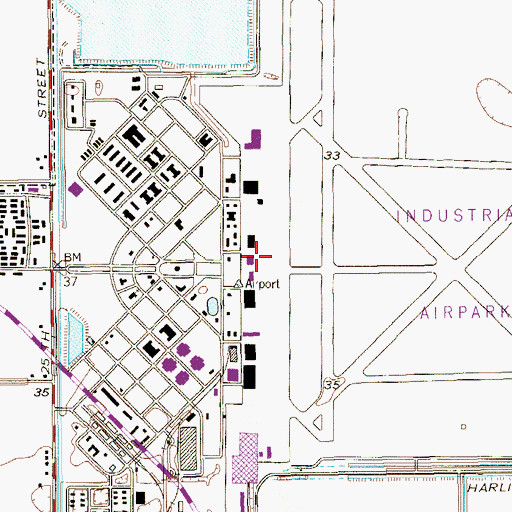 Topographic Map of Valley International Airport, TX