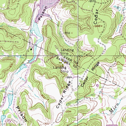Topographic Map of Prison Canyon Ranch Airport (historical), TX