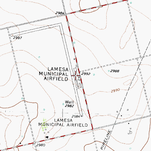 Topographic Map of Lamesa Municipal Airport, TX