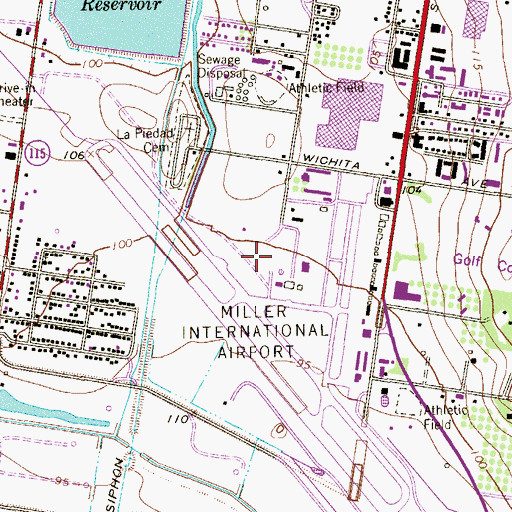 Topographic Map of Mc Allen Miller International Airport, TX