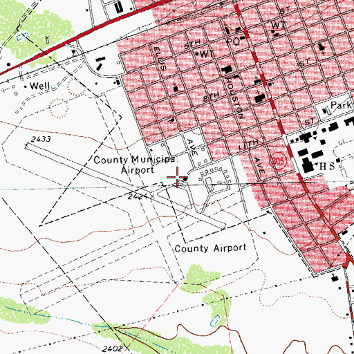 Topographic Map of Upton County Airport, TX