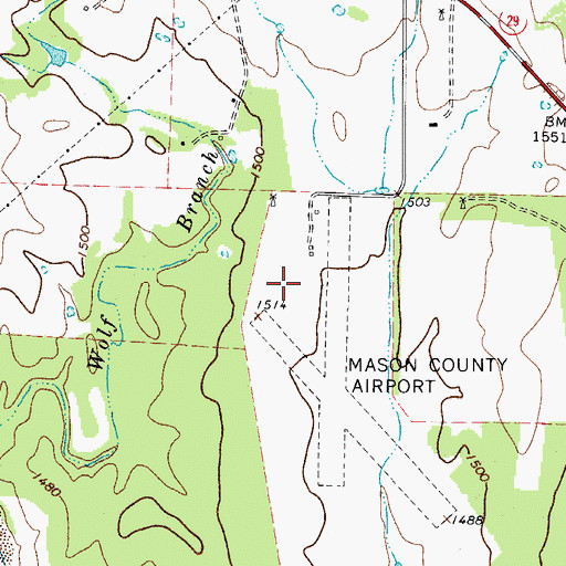 Topographic Map of Mason County Airport, TX