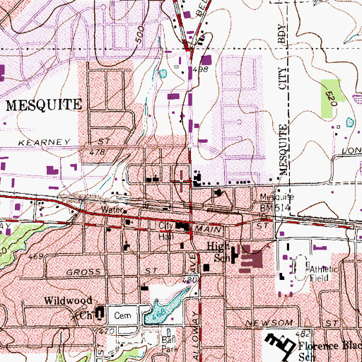 Topographic Map of The Medical Center of Mesquite Heliport, TX
