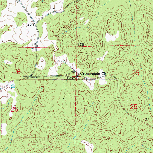 Topographic Map of Crossroads Cemetery, AL