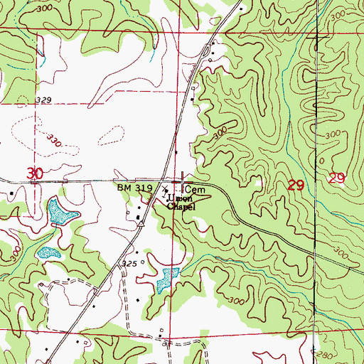 Topographic Map of Union Chapel Cemetery, AL
