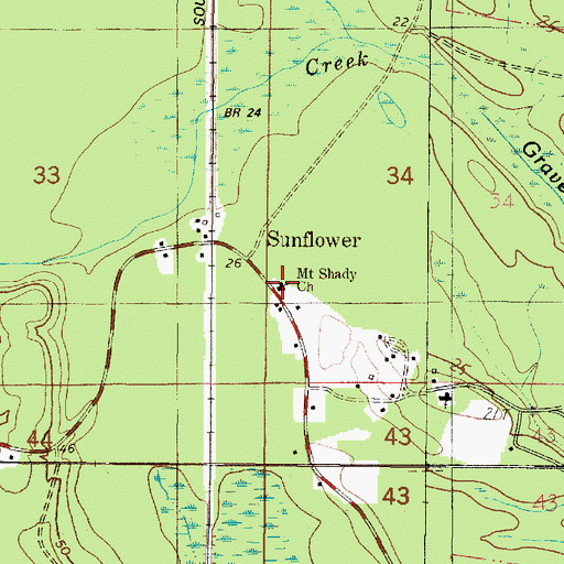 Topographic Map of Mount Shady Methodist Church, AL