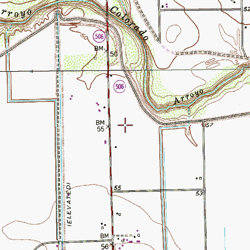Topographic Map of KTEX-FM (Brownsville), TX
