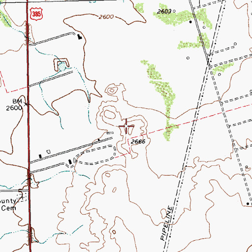 Topographic Map of KAIR-FM (Crane), TX
