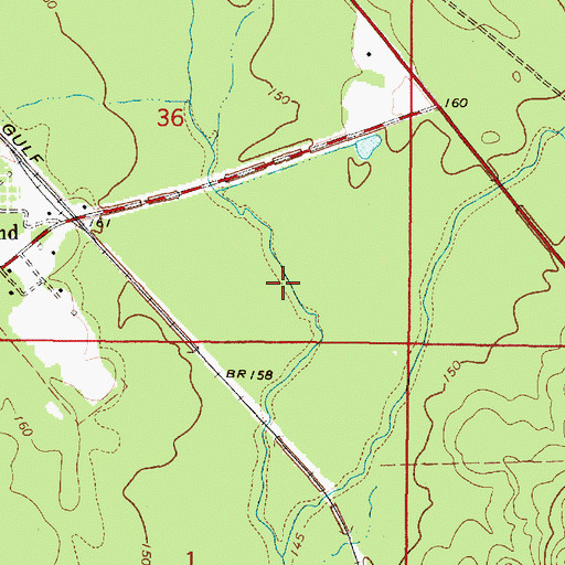 Topographic Map of Pine Barren Creek, AL