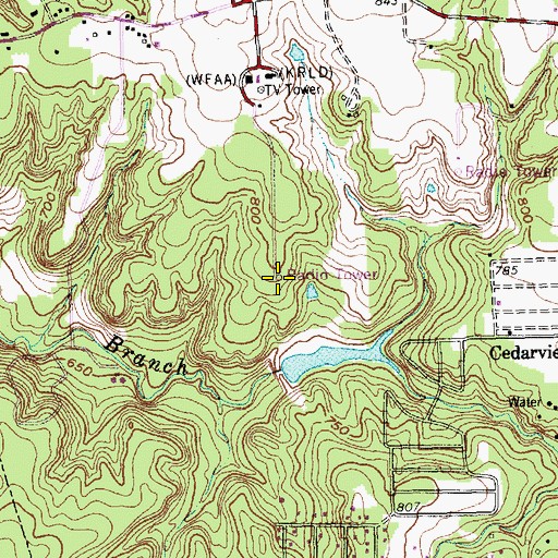 Topographic Map of KTXQ-FM (Fort Worth-Dallas), TX