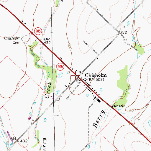 Topographic Map of Chisholm, TX