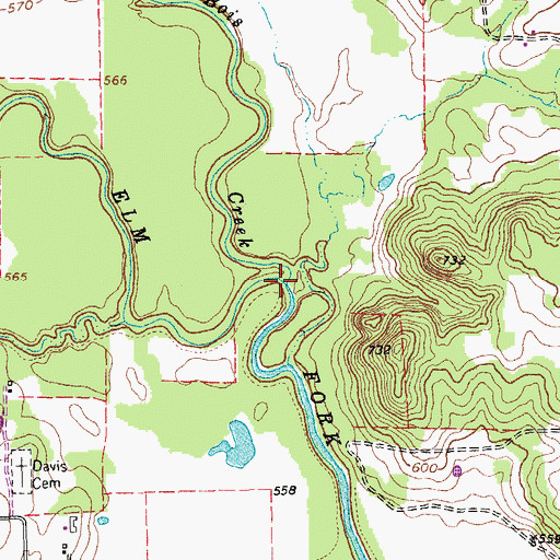 Topographic Map of Isle du Bois Creek, TX