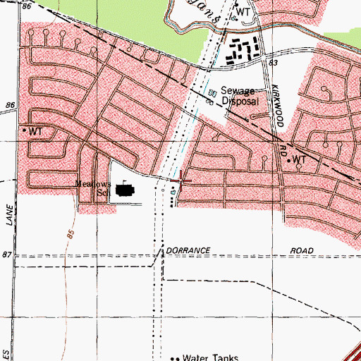 Topographic Map of Meadows Place, TX