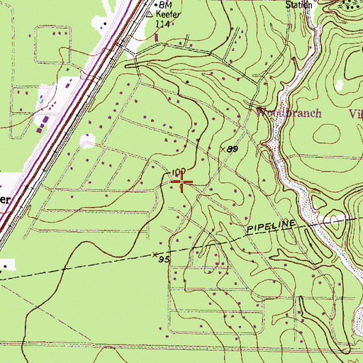 Topographic Map of Woodbranch, TX