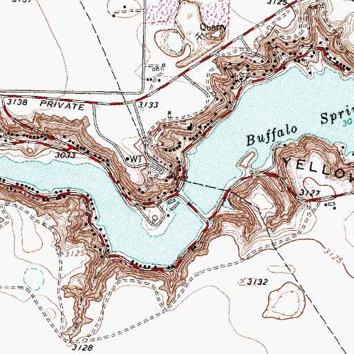 Topographic Map of Buffalo Springs, TX