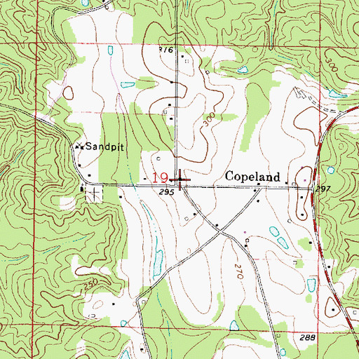 Topographic Map of Copeland Assembly of God Church, AL