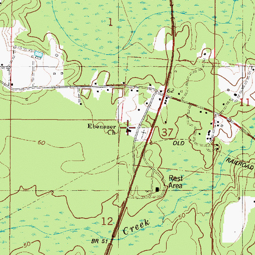 Topographic Map of Ebenezer Methodist Church, AL