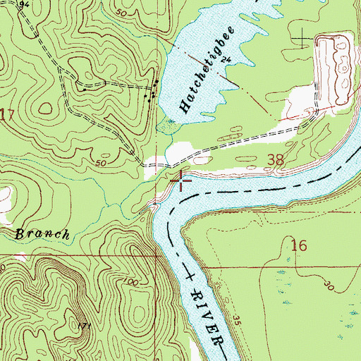 Topographic Map of Hatcheetigbee Landing (historical), AL