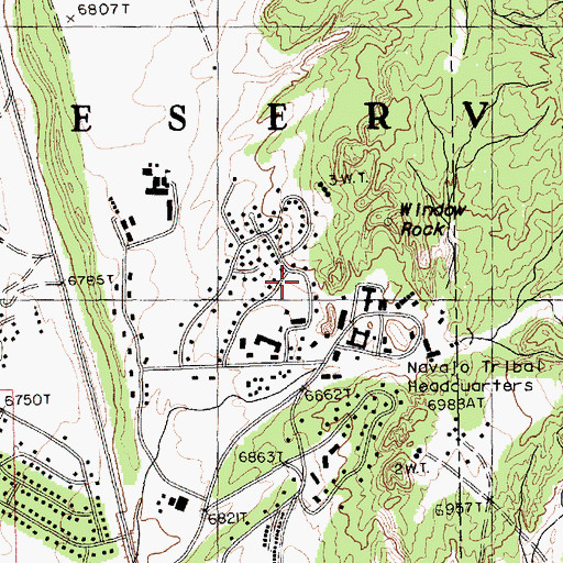 Topographic Map of Window Rock, AZ