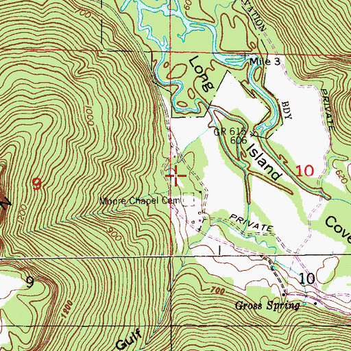 Topographic Map of Moore Chapel (historical), AL
