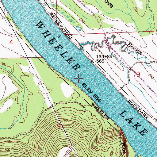 Topographic Map of Allens Bar (historical), AL
