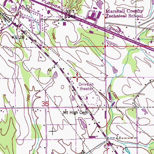 Topographic Map of Gregory (historical), AL