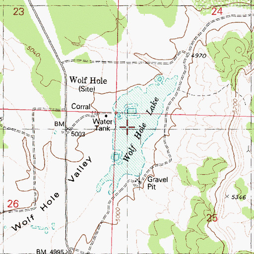Topographic Map of Wolf Hole Lake, AZ