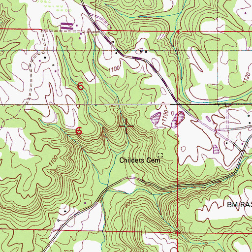 Topographic Map of Oden Ridge School (historical), AL