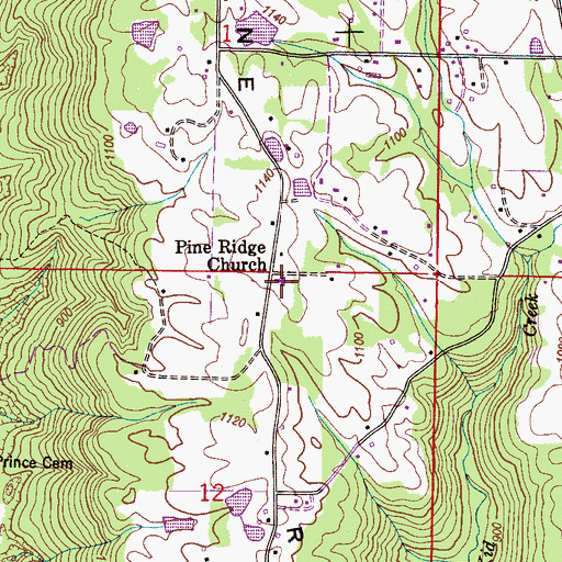 Topographic Map of Pine Ridge Cemetery, AL