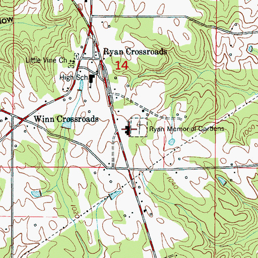 Topographic Map of Ryan Baptist Church, AL