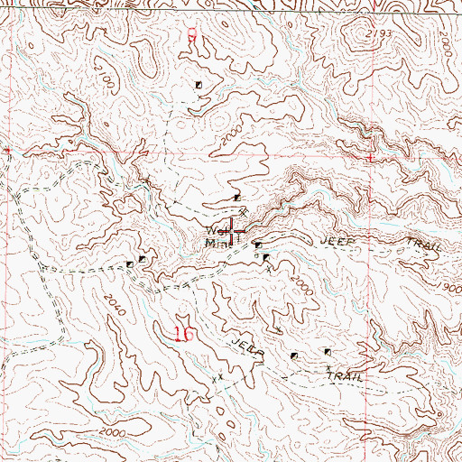 Topographic Map of Wolf Mine, AZ