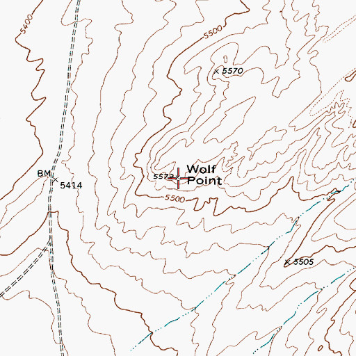 Topographic Map of Wolf Point, AZ