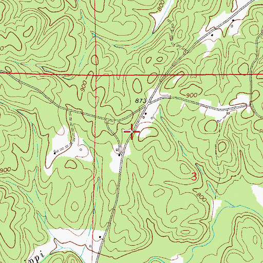 Topographic Map of Bells Store (historical), AL