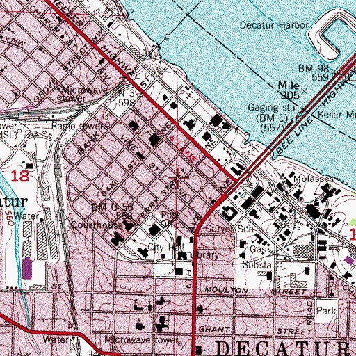 Topographic Map of Female Academy at Decatur (historical), AL