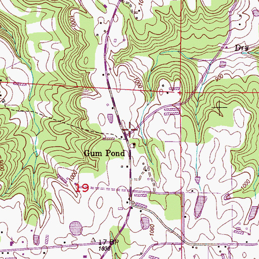 Topographic Map of Gum Pond Cemetery, AL