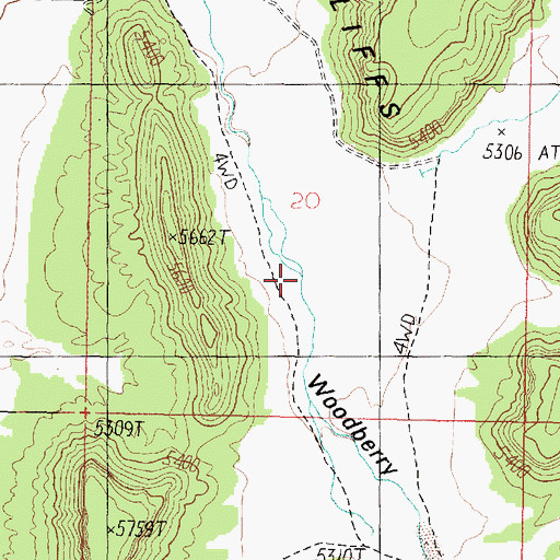 Topographic Map of Woodberry Canyon, AZ