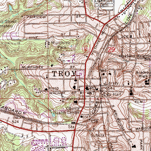 Topographic Map of Murphree Cemetery, AL