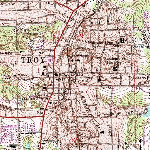 Topographic Map of Second Baptist Church, AL
