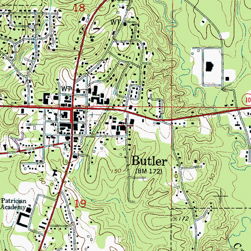 Topographic Map of Choctaw County High School, AL