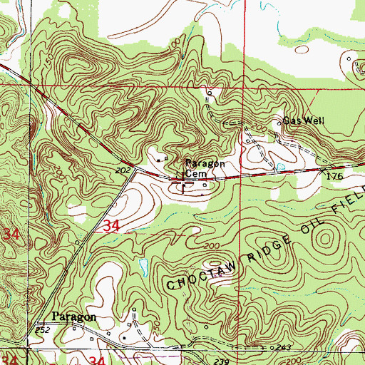 Topographic Map of Paragon Church (historical), AL